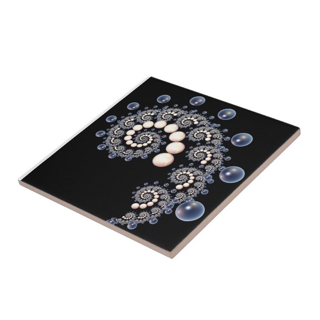 Keramiska plattor av elfenben och blått pärlgods S Kakelplatta (Sidan)