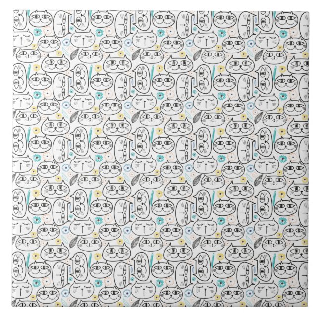 Keramiska plattor av mönster, katthuvud kakelplatta (Framsidan)