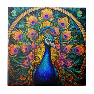 Keramiska plattor av rostat glas Stil Peacock Kakelplatta