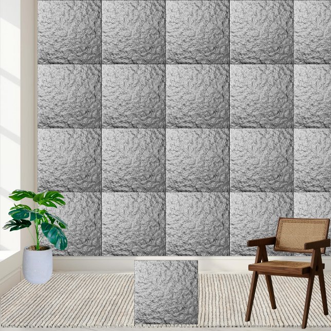 Keramiska plattor av Silver, texturerad metall Kakelplatta (Textured Metallic Silver Ceramic Tile)