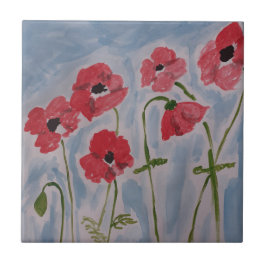 Keramiska plattor av Vild Red Poppies Kakelplatta