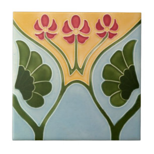 Keramiska plattor - Blommigt Art nouveau Kakelplatta
