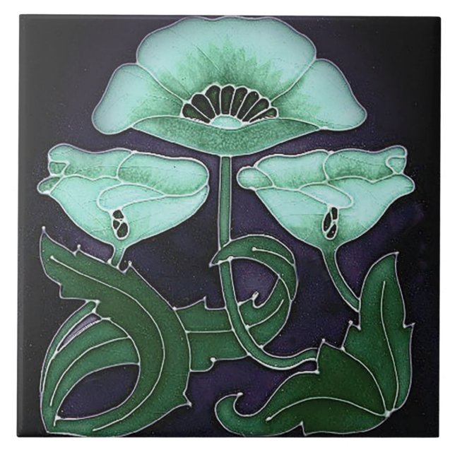 Keramiska plattor - Blommigtens utformning i Art n Kakelplatta (Framsidan)