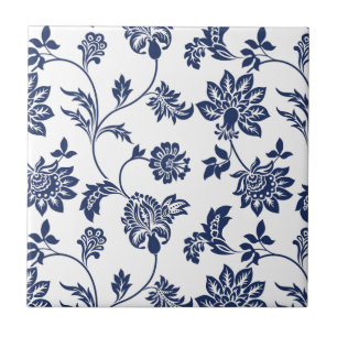 Keramiska plattor - Blommönstret Blue and White Kakelplatta