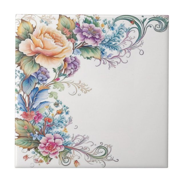 Keramiska plattor Blommor blommor  Kakelplatta (Framsidan)