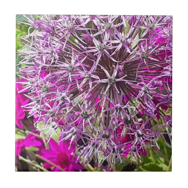 Keramiska plattor för Allium & Summer Flowers Kakelplatta (Framsidan)