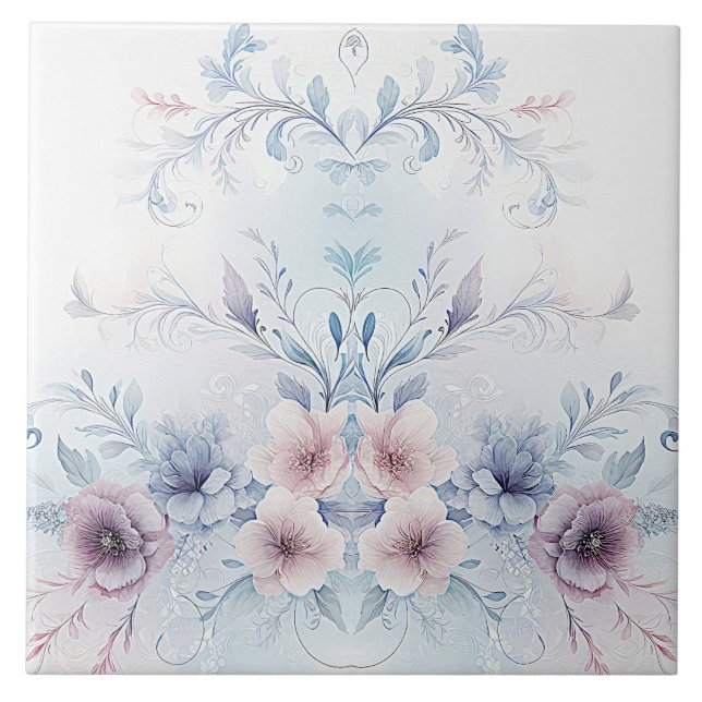 Keramiska plattor för Blommigt av blåfärgad Rosa Kakelplatta (Framsidan)