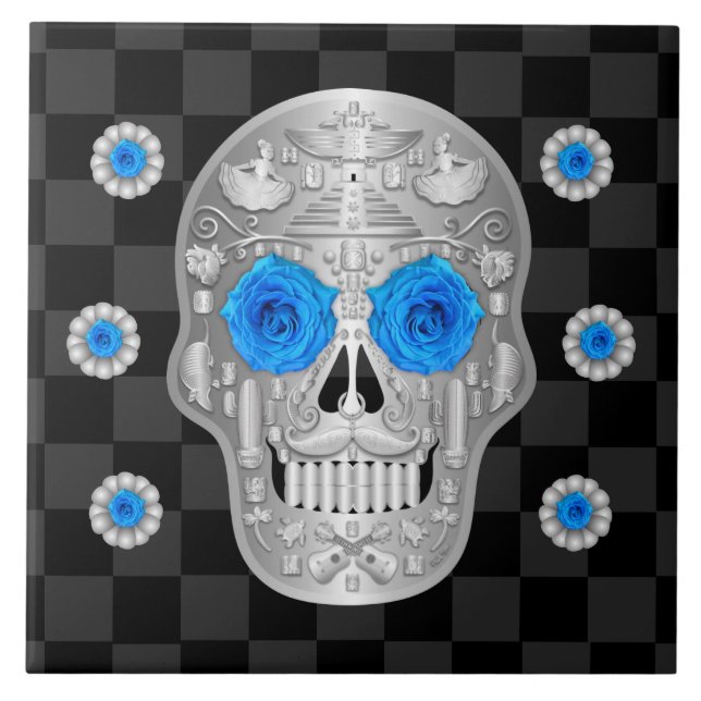 Keramiska plattor för Chrome Calavera (Blue Ro) Kakelplatta (Framsidan)