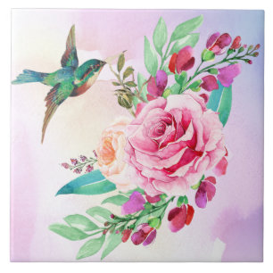 Keramiska plattor för fåglar och blommor kakelplatta