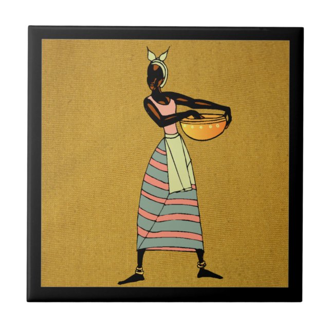 Keramiska plattor för kvinnor i Afrika Kakelplatta (Framsidan)