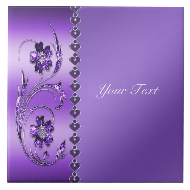 Keramiska plattor för lila Blommigt Kakelplatta (Framsidan)