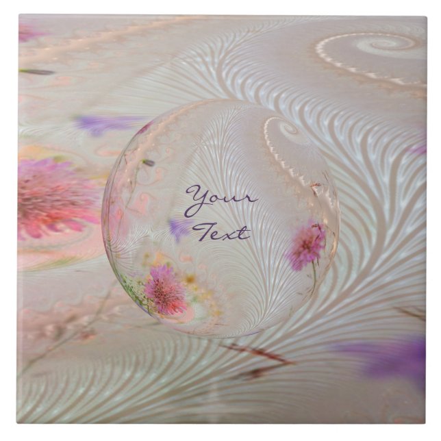 Keramiska plattor för Lila Rosa Blommigt Kakelplatta (Framsidan)