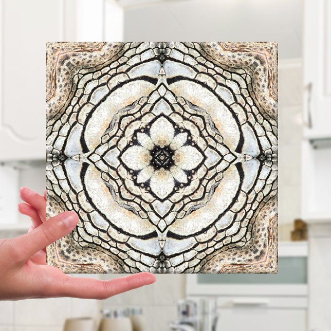 Keramiska plattor för naturlig inspirerad geometri kakelplatta (Abstract Roman inspired Italian geometric tile in ivory and earth tones - Mediterranean)