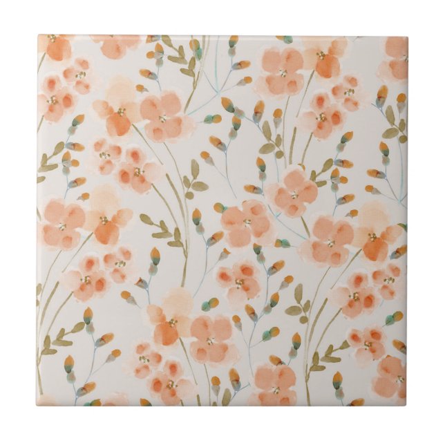 Keramiska plattor för orange Flowers Kakelplatta (Framsidan)