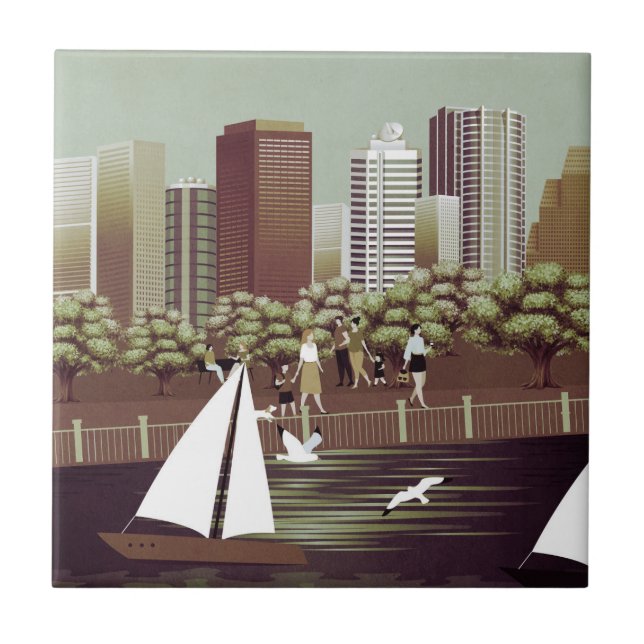 Keramiska plattor för stadslandskap kakelplatta (Framsidan)