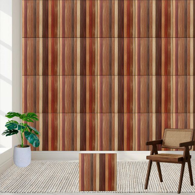 Keramiska plattor för trä med flera Färgader Kakelplatta (Multi-Colored Wood Plank Ceramic Tile)
