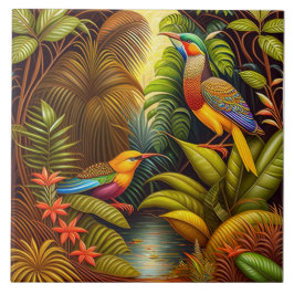 Keramiska plattor för tropiska fåglar kakelplatta