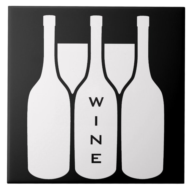 Keramiska plattor för vin Flaskor och glasdesign Kakelplatta (Framsidan)