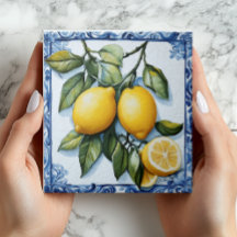 Keramiska plattor för vintage Lemon & Blue Gräns