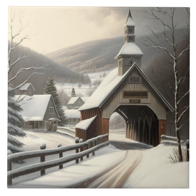 Keramiska plattor för vinterscen kakelplatta (Framsidan)