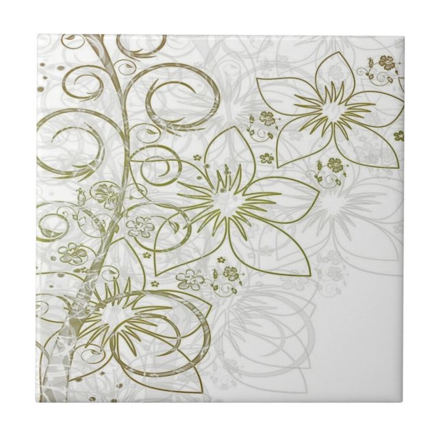 Keramiska plattor Guld Blommor Blommor  Kakelplatta (Framsidan)