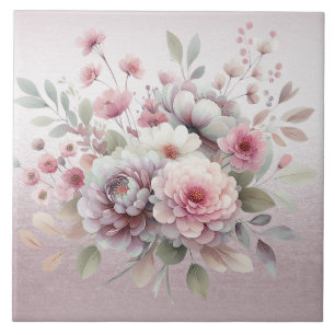 Keramiska plattor i modern Rosa White Blommigt Kakelplatta