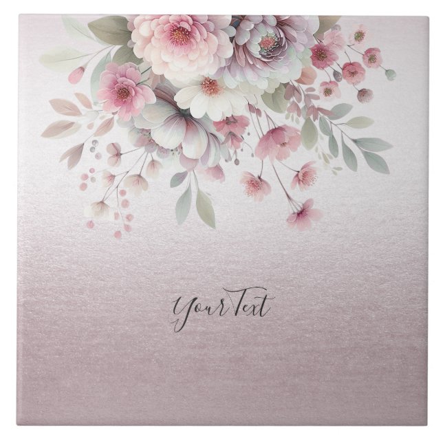 Keramiska plattor i modern Rosa White Blommigt Kakelplatta (Framsidan)