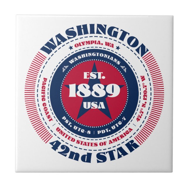 Keramiska plattor i röda, vita och blå Washington Kakelplatta (Framsidan)