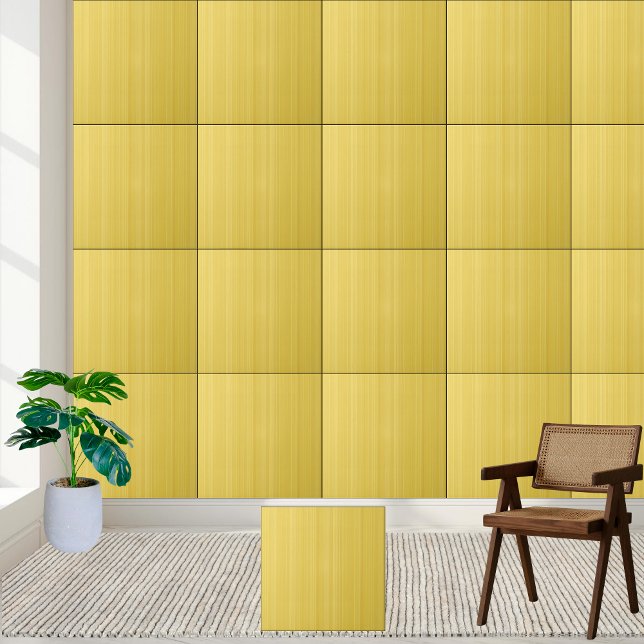 Keramiska plattor med solskenor, Gult Kakelplatta (Sunshine Yellow Striped Ceramic Tile)