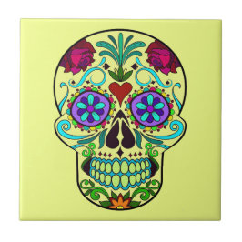 Keramiska plattor, mexikanska Day of the dead, 4 x Kakelplatta