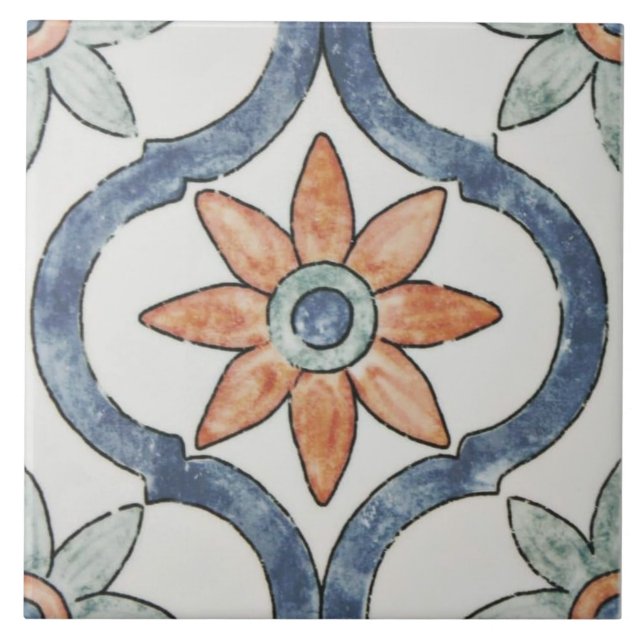 Keramiska plattor - Modern blomdesign Kakelplatta (Framsidan)