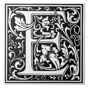 Keramiska plattor - Monogram Alfabetet E Svart Vit Kakelplatta