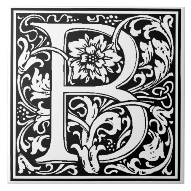 Keramiska plattor - Monogram bokstav B Kakelplatta (Framsidan)