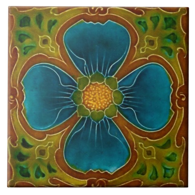 Keramiska plattor - Reproduction Art nouveau Kakelplatta (Framsidan)