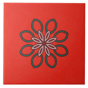 Keramiska plattor - Rosa och Grönt Kaleidoskop Flo Kakelplatta
