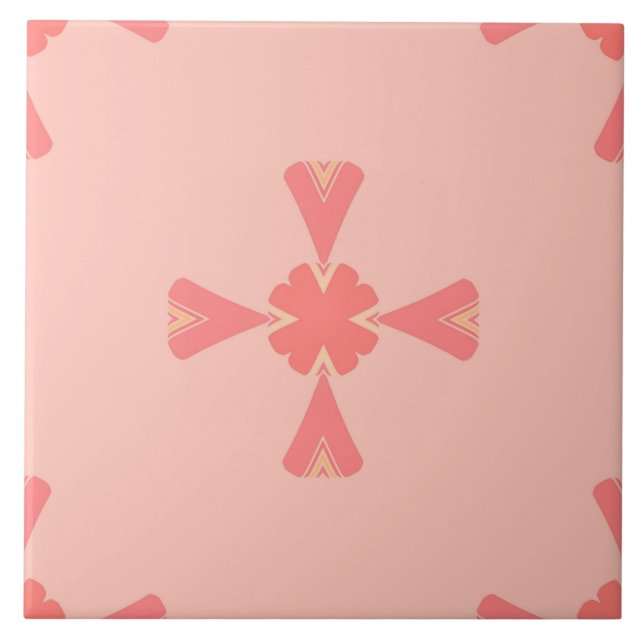 Keramiska plattor - Rosa och Gult, glödgat Mönster Kakelplatta (Framsidan)