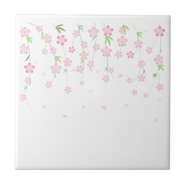 Keramiska plattor Rosa & Vita Blommor Blommig Kakelplatta (Framsidan)