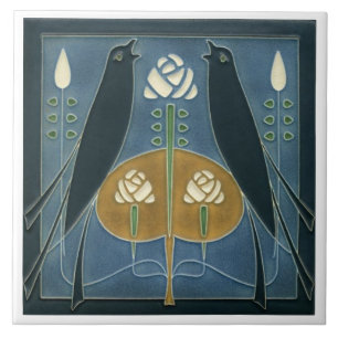 Keramiska plattor - Songbird Art Nouveau Blommotiv Kakelplatta