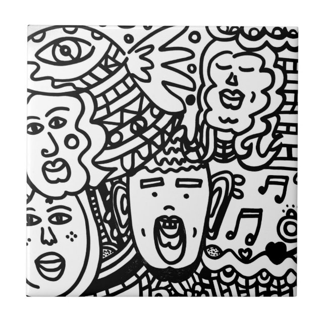 Keramiska plattor - svartvitt kakelplatta (Framsidan)