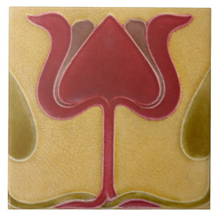 Keramiska plattor - Vintage Art Nouveau Tulpan Kakelplatta