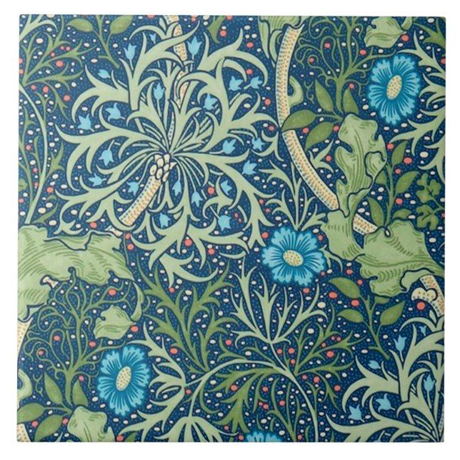 Keramiska plattor William Morris-design 08 Kakelplatta (Framsidan)