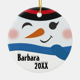 Keramiska prydnadsföremål i anpassningsbar Snögubb Julgransprydnad Keramik