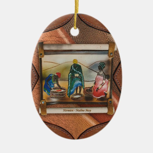 Keramiska prydnadsföremål med två grafik julgransprydnad keramik (Framsidan)