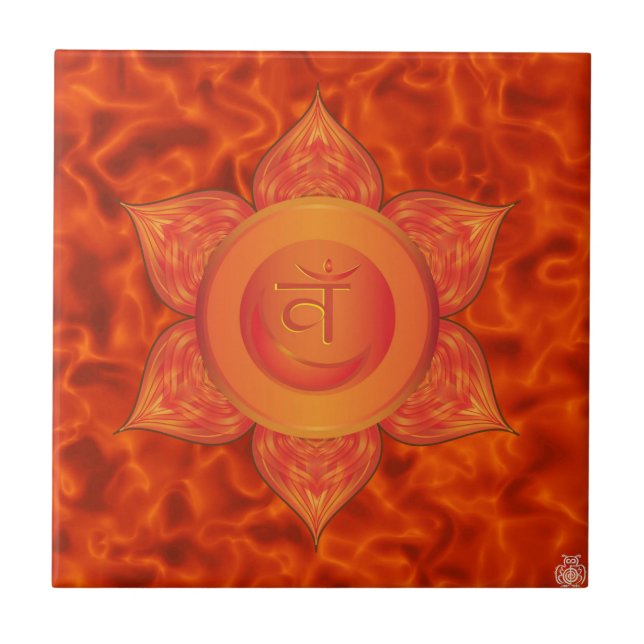 Keramiska Sacral Chakra belägger med tegel Kakelplatta (Framsidan)
