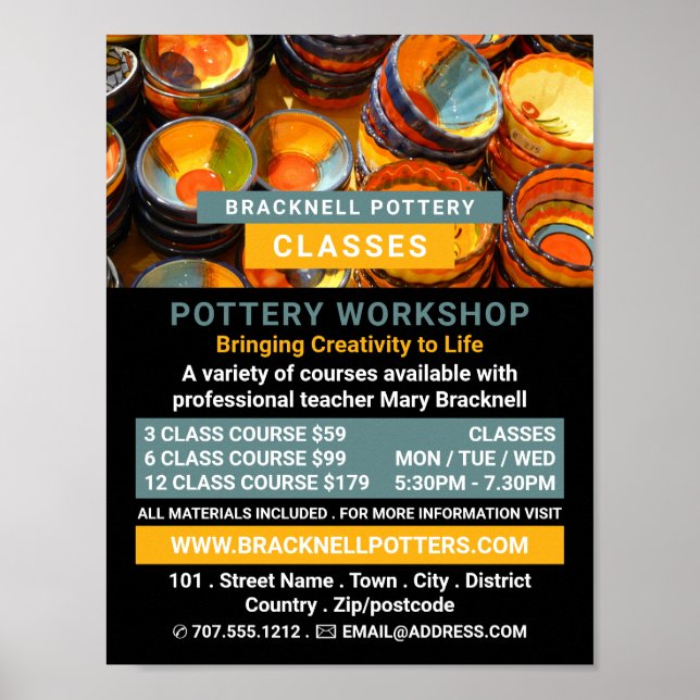 Keramiska skiffer, köksklasser, Potter Advert Poster (Framsidan)
