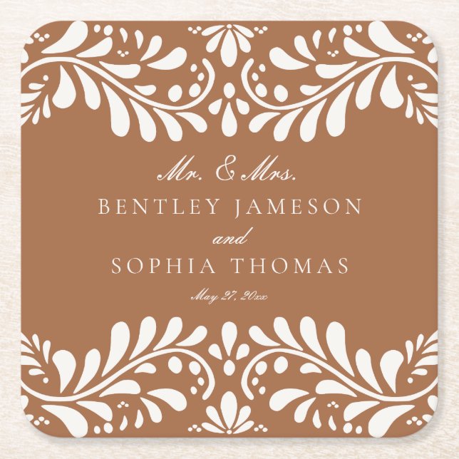 Keramiska Talavera-plattor Spansk stil Fiesta Bröl Underlägg Papper Kvadrat (Framsidan)