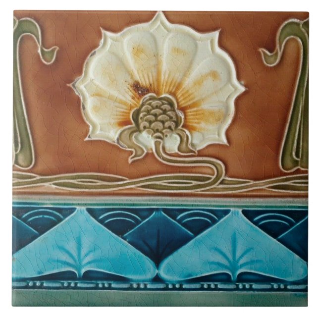 Keramiska väggplattor, art nouveau stil kakelplatta (Framsidan)
