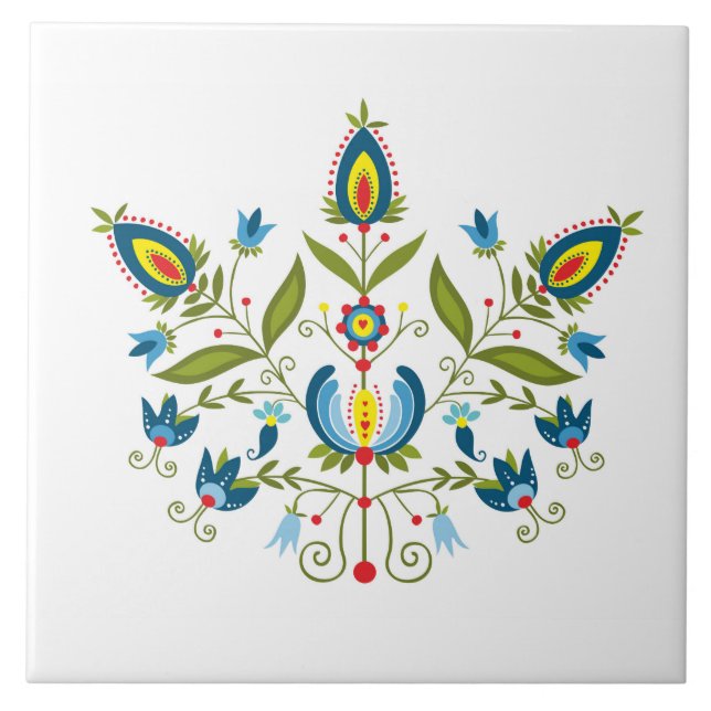 Keramiskt belägga med tegel med polska mönsterfolk kakelplatta (Framsidan)