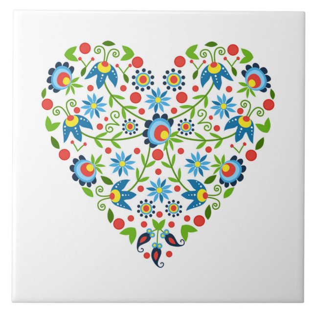 Keramiskt belägga med tegel med polska mönsterfolk kakelplatta (Framsidan)