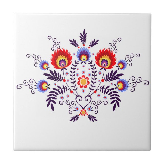 Keramiskt belägga med tegel med polska mönsterfolk kakelplatta (Framsidan)